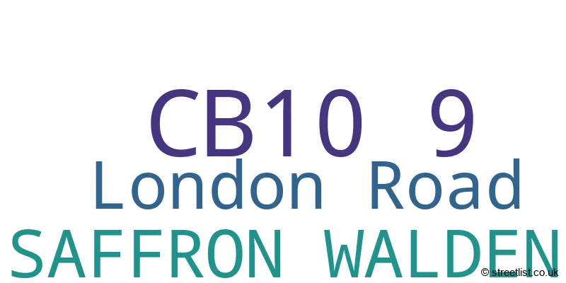 A word cloud for the CB10 9 postcode